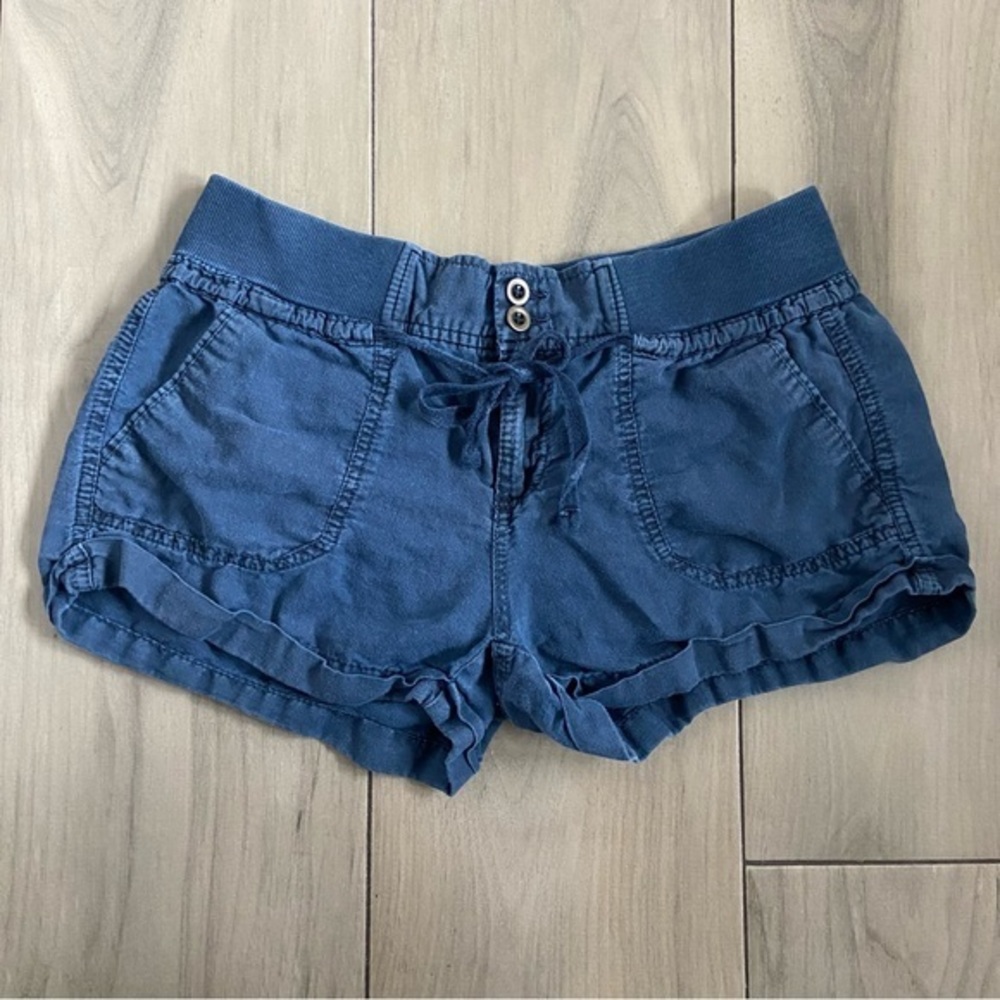 Aeropostale Navy Blue Linen Paper Bag Shorts Juniors Size 7/8‎
